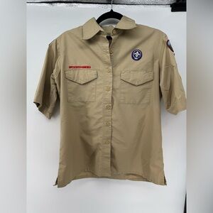 BOY SCOUTS Of America VENTED Uniform Shirt BSA Microfiber Youth Medium W/Emblems